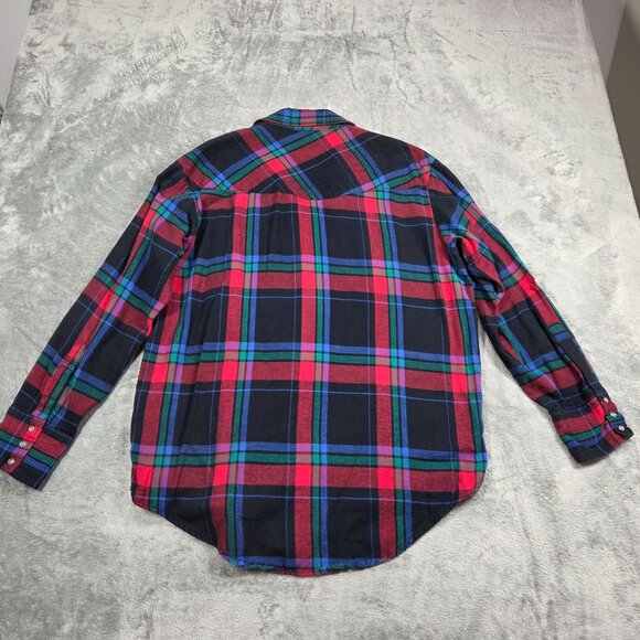 Ely Cattleman Shirt Mens Large Black Red Green Blue Pearl Snap Flannel Button Up - Picture 4 of 7